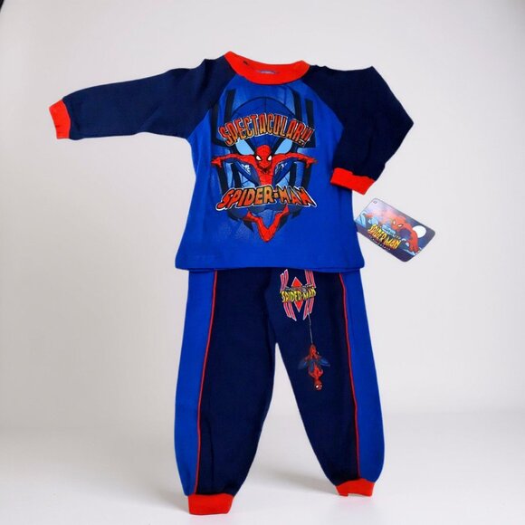 Spider-Man Pajama Set Boys 2T Blue Cotton Long Sleeve 2-Piece Marvel NWT - Picture 2 of 11